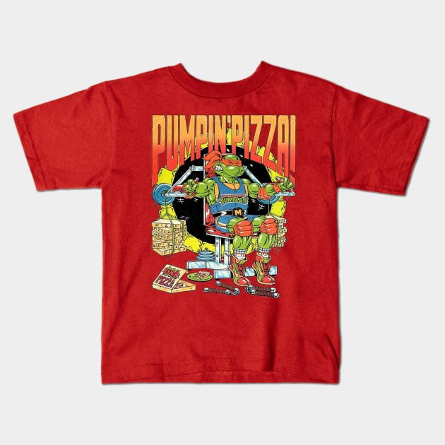 Pumpin' Pizza Kids T-Shirt by Meat Beat